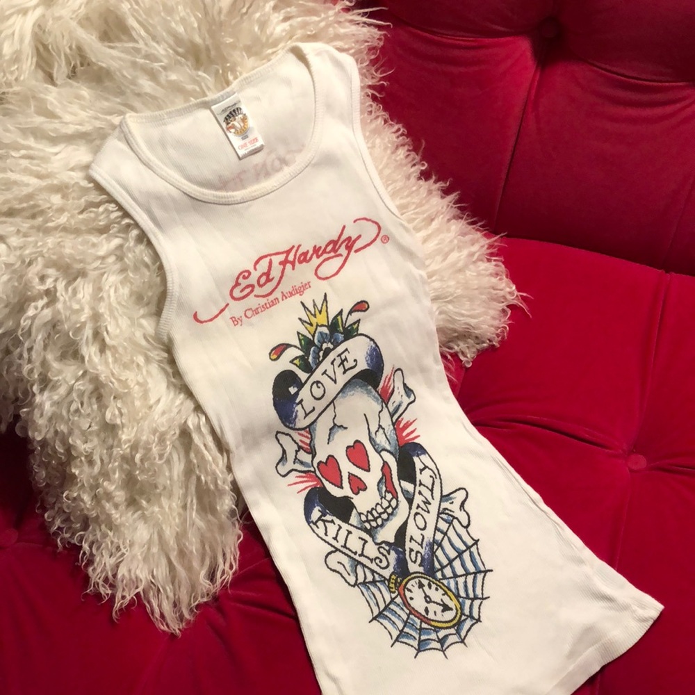 ED HARDY white camisole women
